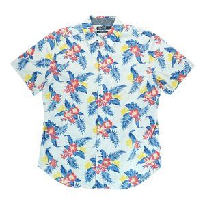 Calvin Klein Men's Hawaiian Shirt Floral‎ Print Short Sleeve Sz M Medium